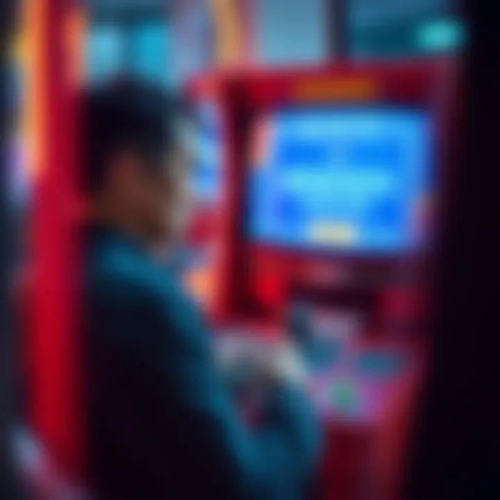 A person looks upset while playing an arcade game, showing a screen that displays no rewards. They have a frustrated expression and are holding a game controller.