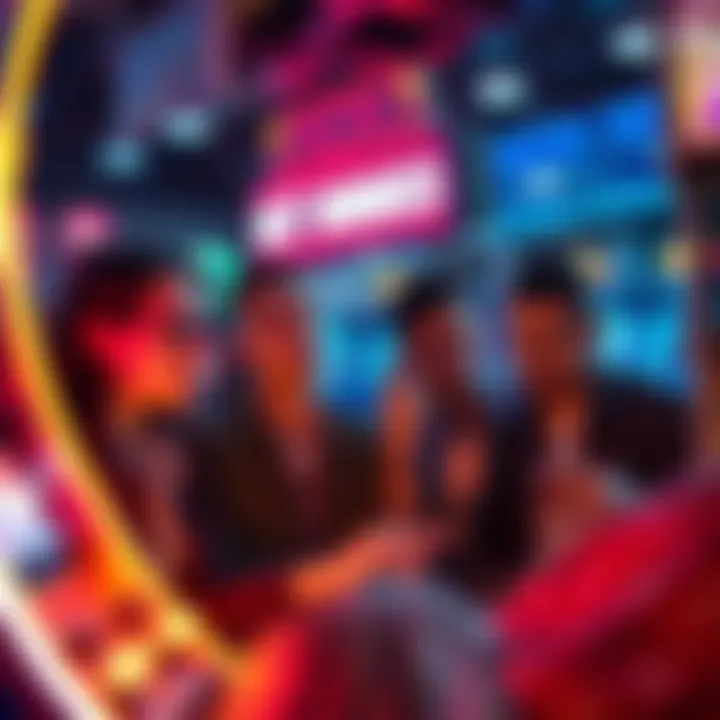 Frustrated arcade players counting missed bonuses Group of arcade players showing frustration while discussing delayed bonus rewards
