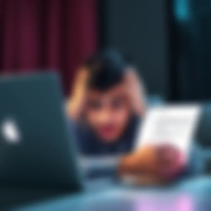 A person looking stressed while trying to log into Coinbase on a laptop, showing error messages on the screen.