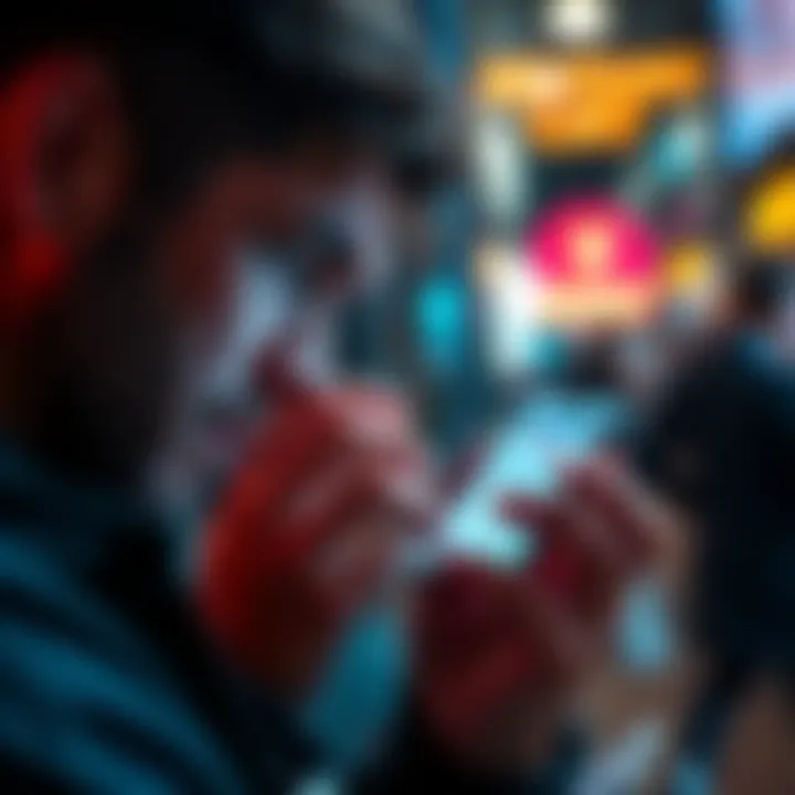 A frustrated person holding a smartphone, showing a closed account notification from Revolut.