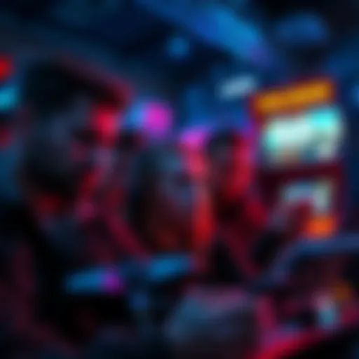 A group of disappointed gamers looking at their devices with error messages from the Atlas Arcade app