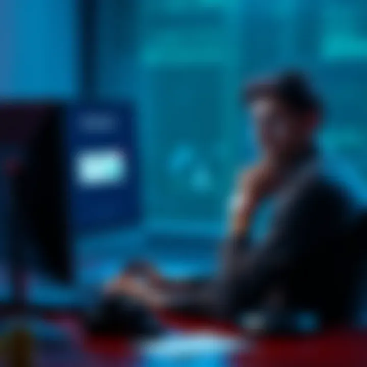 Frustrated Kraken User Lockout A person sits at a computer looking frustrated, with an error message on the screen indicating a locked account. Money symbols are visible on the desk.