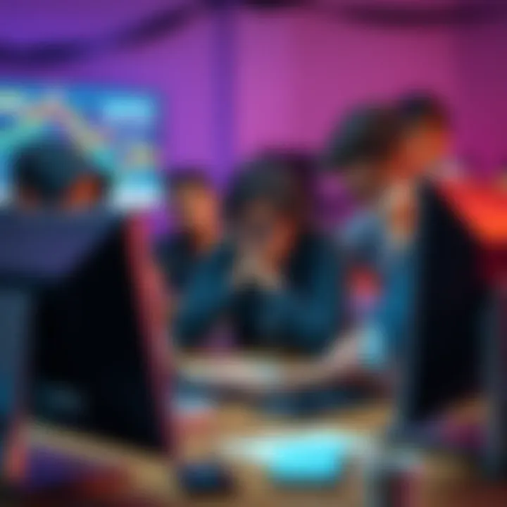 A group of people looking stressed while trying to complete online forms on their computers, showing signs of frustration over KYC issues.