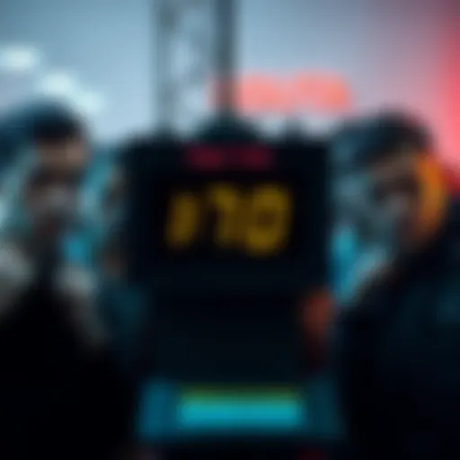 A group of people expressing annoyance while staring at a digital timer showing incorrect countdown durations