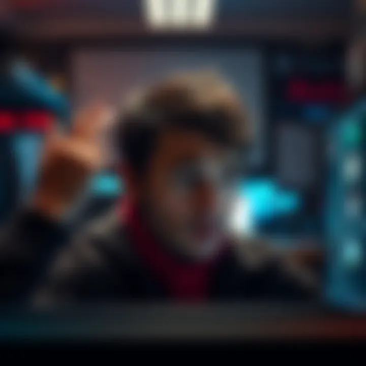 A person looking frustrated while trying to close unresponsive ads on a computer screen