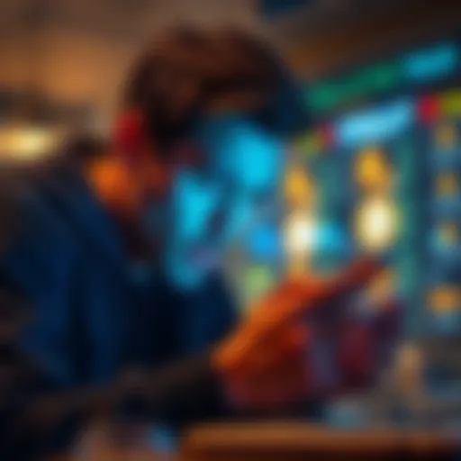 A person looking at their phone with a worried expression, waiting for a delayed Bitcoin transaction to complete.
