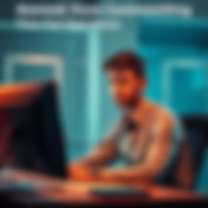 A person looking frustrated while sitting at a computer, representing the experience of being on comment probation in an online forum.
