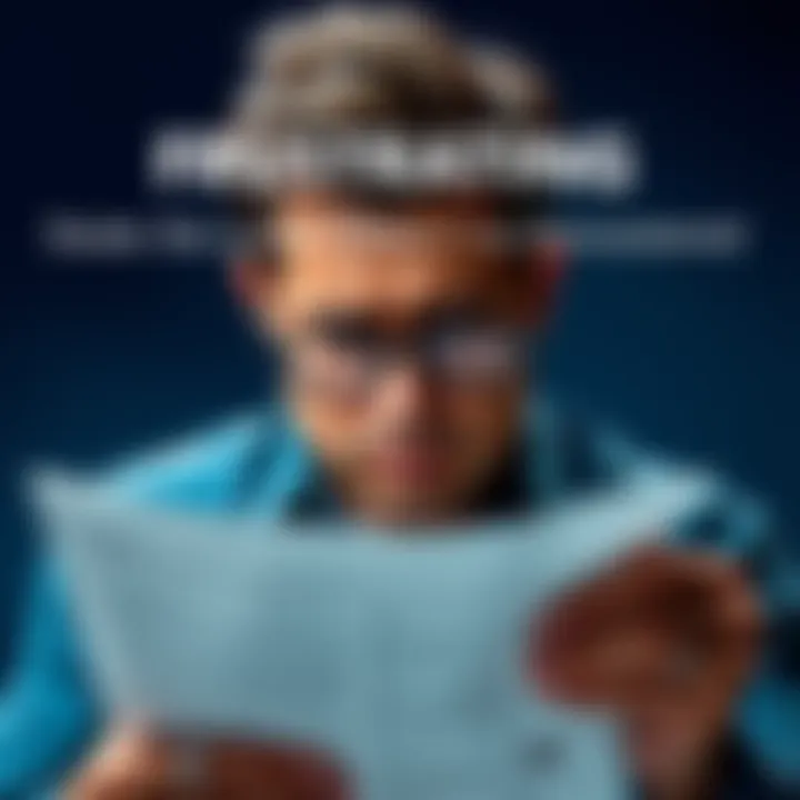 A person frowning while reading a frustrating deal on a contract