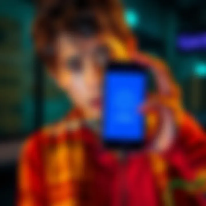 Frustrated person looking at their phone A person with a worried expression holding their smartphone, displaying a loading screen indicating a problem with fund withdrawal
