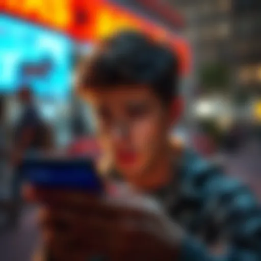 A person showing frustration while looking at their phone with an app error message on the screen during an ad.