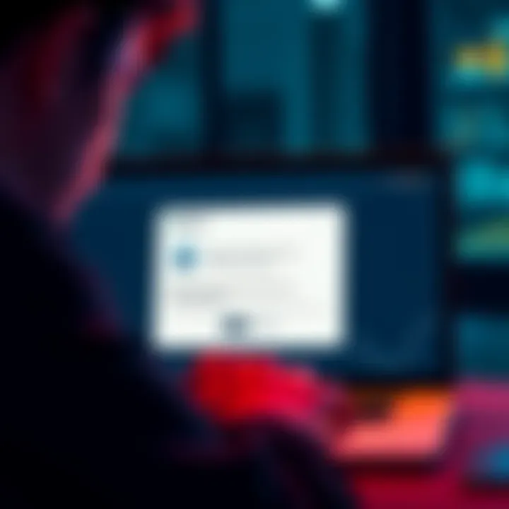 A person expresses frustration while viewing a notification of account closure on a laptop screen, emphasizing the lack of clarity in the process.