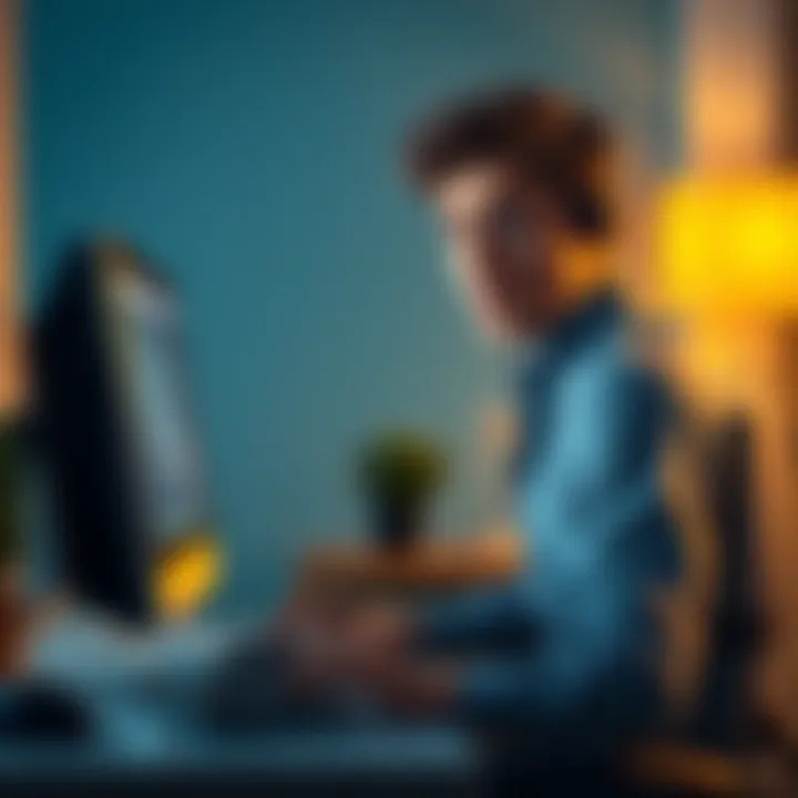 Frustrated user at computer A frustrated person sitting at a computer, looking worried as they await a response from support regarding issues with their Umbrel home.