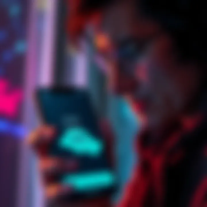 A frustrated person looks at their phone, showing a Revolut app screen with a USDT deposit hold message