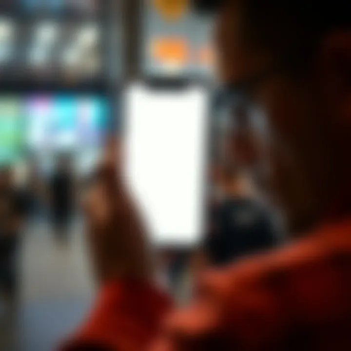 A person showing frustration while staring at a smartphone with a blank white screen after a login attempt