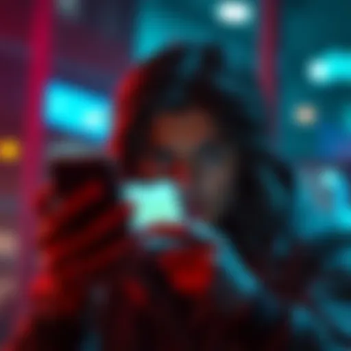 A frustrated person looking at their smartphone, displaying a finance app with fee notifications