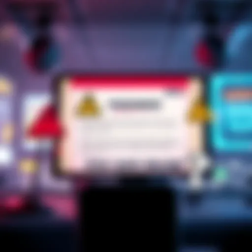 A comical phishing email displayed with exaggerated warning signs and a cartoon character looking confused.