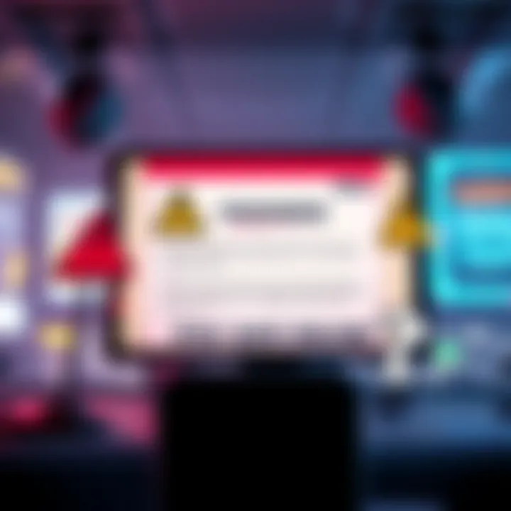 A comical phishing email displayed with exaggerated warning signs and a cartoon character looking confused.