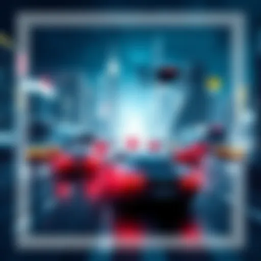 A futuristic cityscape with advanced technologies like flying cars and smart buildings, representing innovations for 2026.