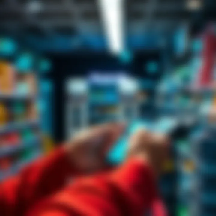 Future of Crypto Payments A person using a smartphone to make a payment with cryptocurrency at a store checkout, surrounded by digital wallet icons.
