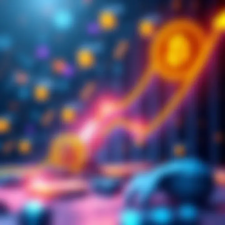 Future of Cryptocurrency A digital representation of cryptocurrency trends with symbols like Bitcoin and Ethereum, illustrating upward growth and innovation over the next decade.