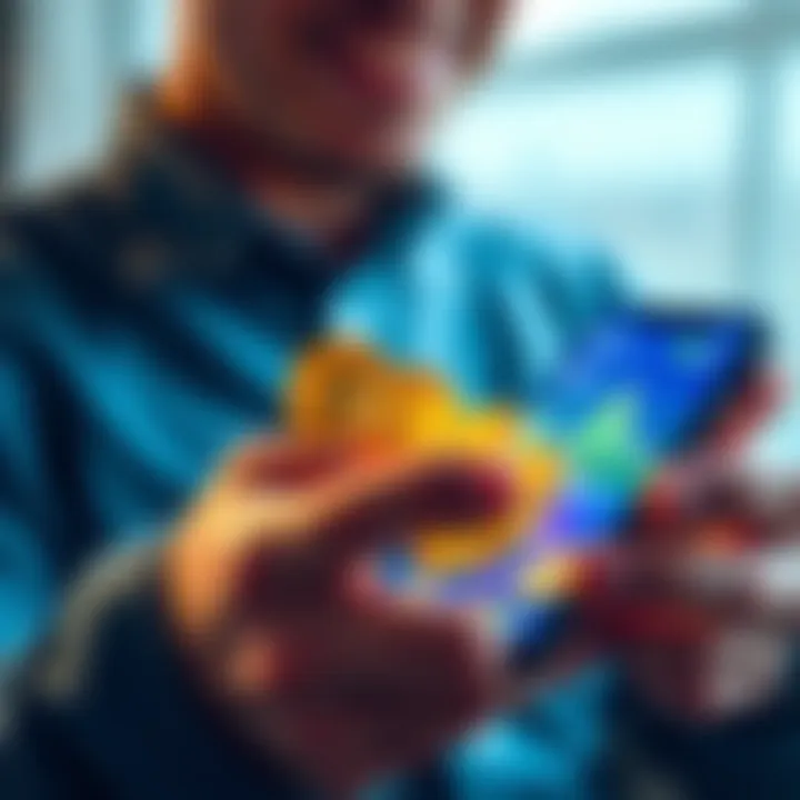 A person holding cryptocurrency coins with a digital wallet on a phone, symbolizing investment in the future of finance