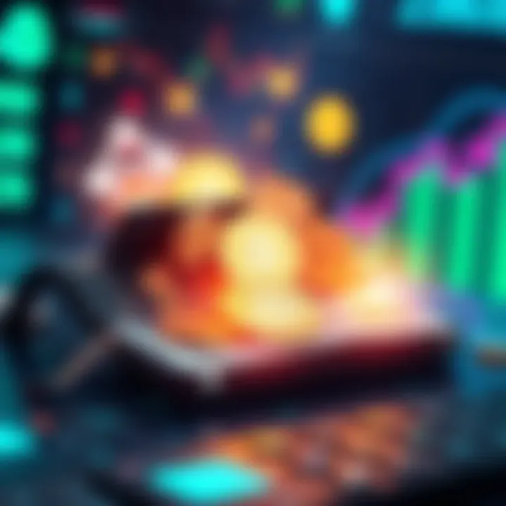 A digital wallet displaying various cryptocurrencies and traditional currency, with technology elements in the background.