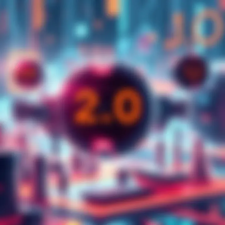 A visual representation of futuristic technology, featuring digital devices and innovative designs, symbolizing 2.0 advancements.
