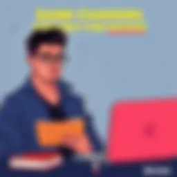 A person strategizing with a notebook and laptop, looking determined with a confident expression