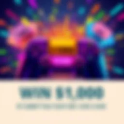 A vibrant illustration of a game controller with a glowing vibe code and a $1000 prize tag, surrounded by colorful bursts of creativity.