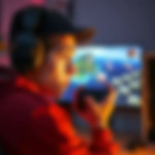 A gamer hesitates to join friends in co-op gaming, showing signs of anxiety with a worried expression as they look at a virtual island on their screen.