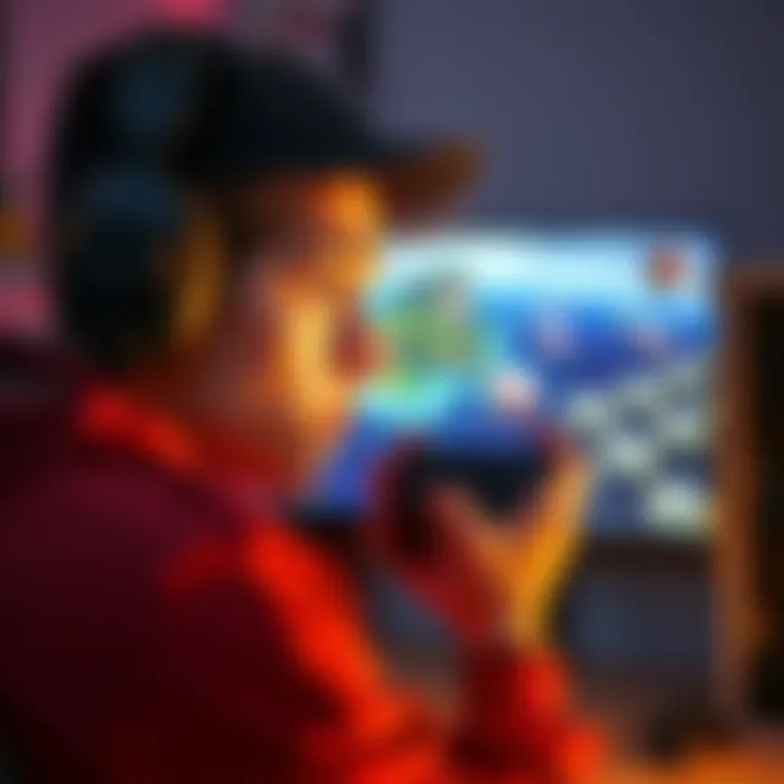 A gamer hesitates to join friends in co-op gaming, showing signs of anxiety with a worried expression as they look at a virtual island on their screen.