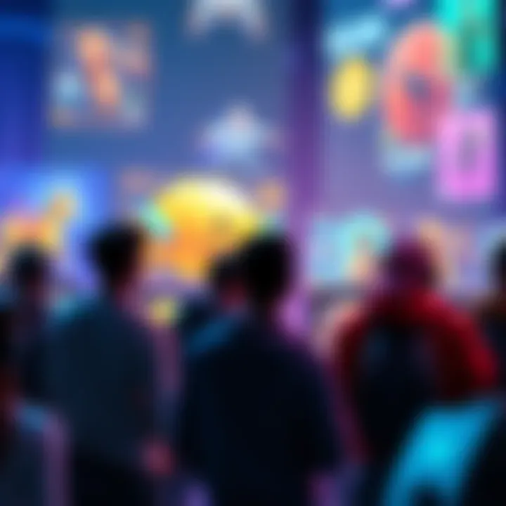 A group of gamers examining virtual items on screens, illustrating the concept of asset ownership in Web3 gaming.