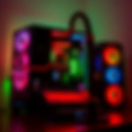 A custom-built gaming and editing PC setup featuring an AMD Ryzen CPU, NVIDIA GPU, and RGB lighting, designed for gaming and creative tasks.