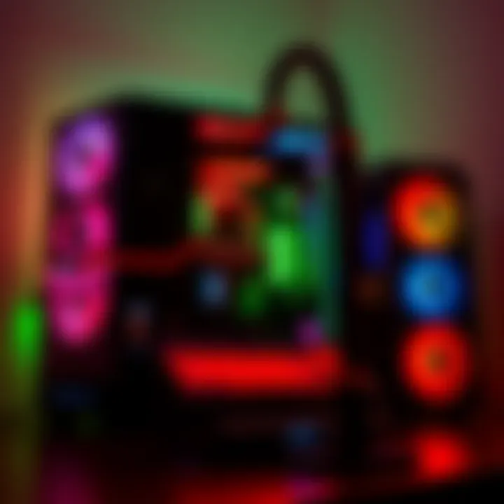High-Performance Gaming PC Build A custom-built gaming and editing PC setup featuring an AMD Ryzen CPU, NVIDIA GPU, and RGB lighting, designed for gaming and creative tasks.