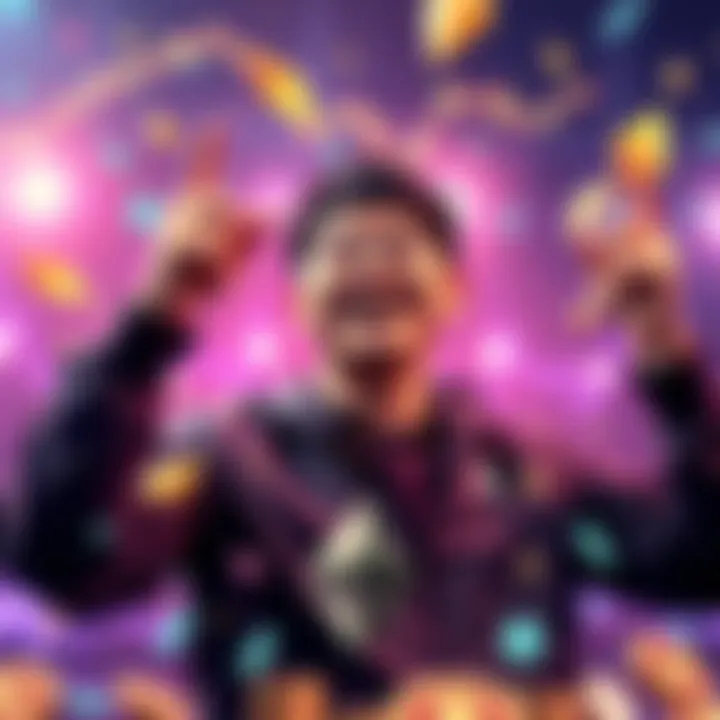 Garrett Jin celebrating his $1.2 million profit in Ethereum, surrounded by charts and crypto symbols.