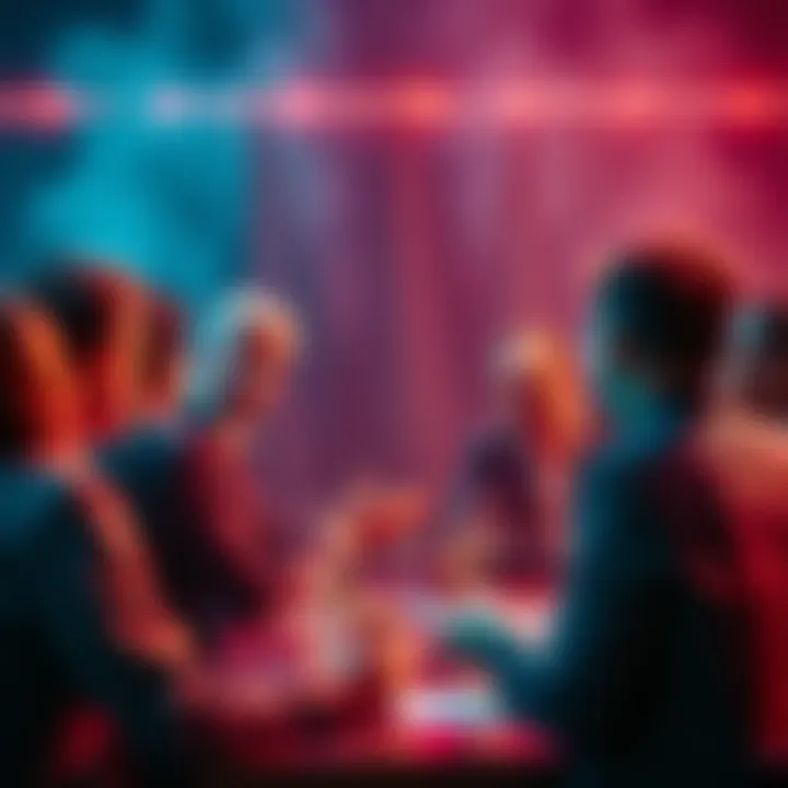 A group of people engaged in a heated debate about cryptocurrency, with one person using manipulative tactics to sway the conversation.