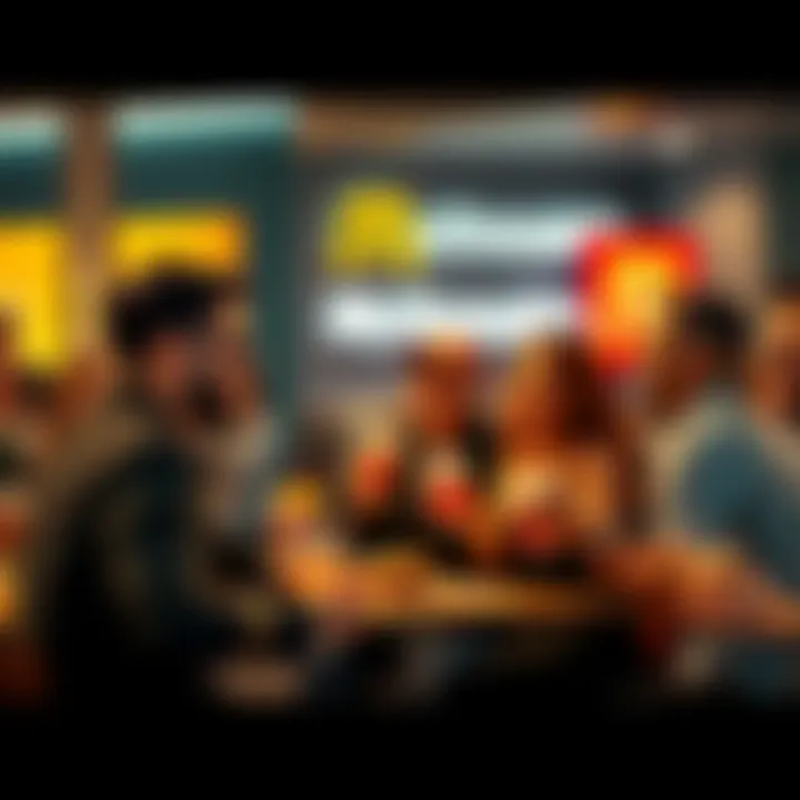 People gathering at McDonald's A group of people enjoying food and laughing together at McDonald's during a meet-up