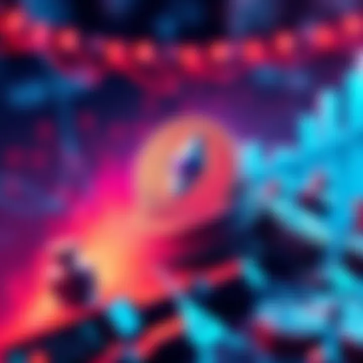 A graphical representation of the GavCoin mining process on the Ethereum network with coins and digital elements.