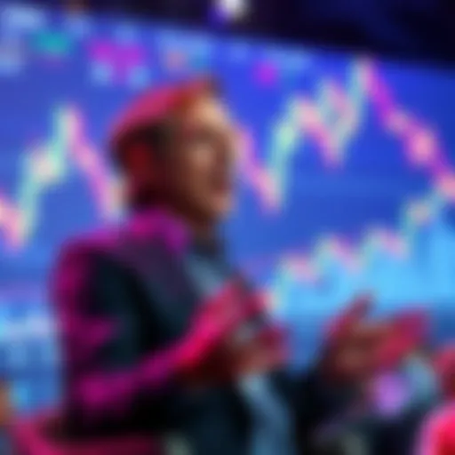 Gavin Wood speaking at a crypto conference, expressing a surprising opinion on digital currencies, with a backdrop of the cryptocurrency market trends.