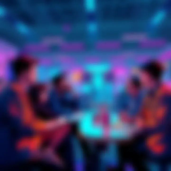 A group of people discussing cryptocurrency in a friendly setting