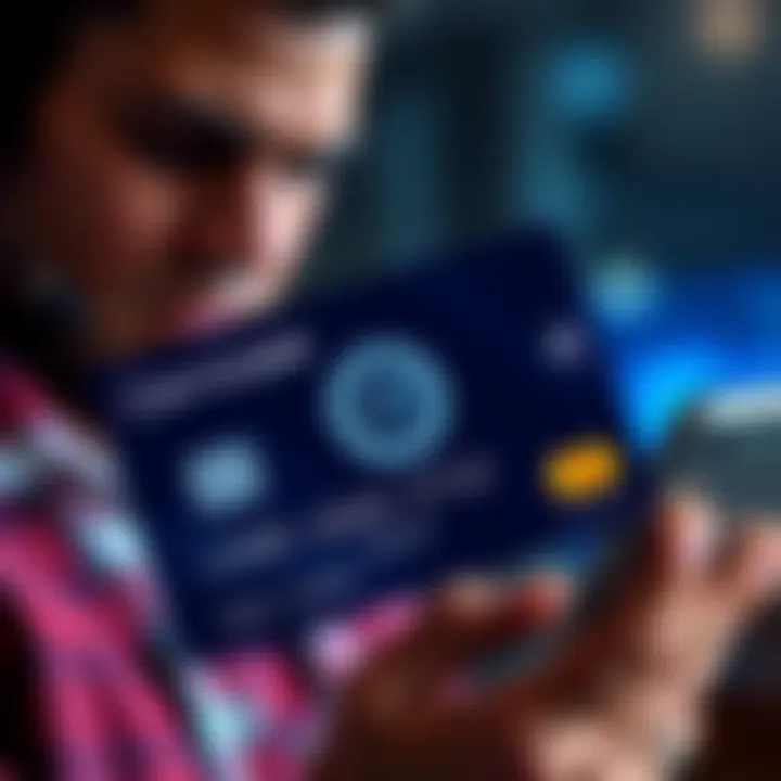 A close-up of the Gemini Credit Card showing its design and crypto logo, alongside a frustrated person looking at a phone, representing customer support issues.