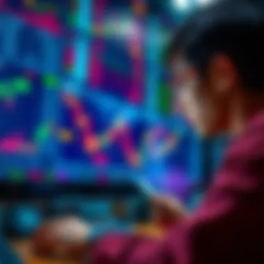 Gen Z Trader Analyzing Charts A young trader focused on stock charts, showing indicators and trends, representing the emphasis on technical analysis in trading.