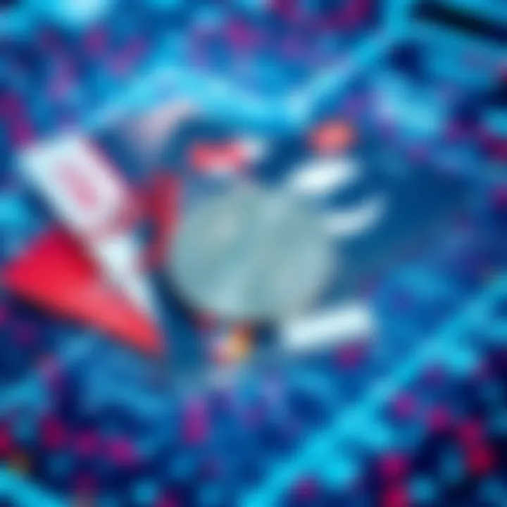 A collection of gift cards and the Litecoin symbol on a digital background