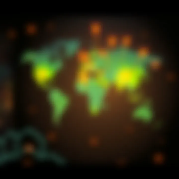 A world map highlighting various countries with arrows showing connections, representing international business growth.