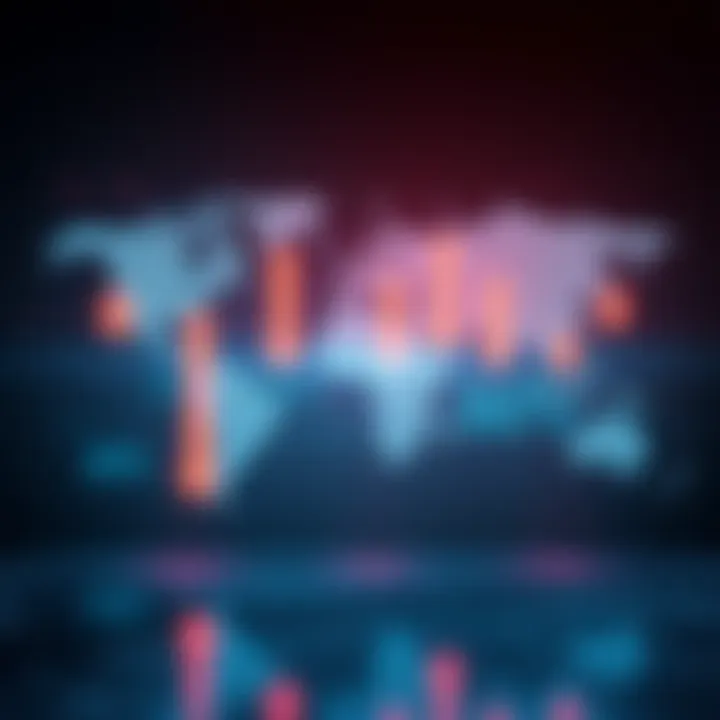 A world map showing significant economic downturn with arrows pointing downwards, symbolizing a 90% drop and concerns of global conflict.