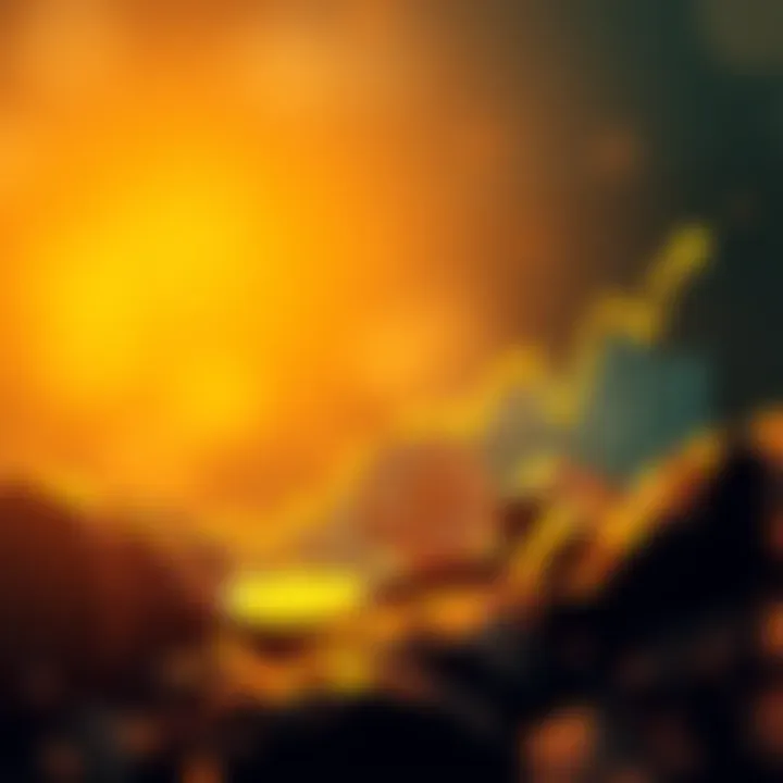 A graph showing declining gold prices alongside a rising Bitcoin line chart.