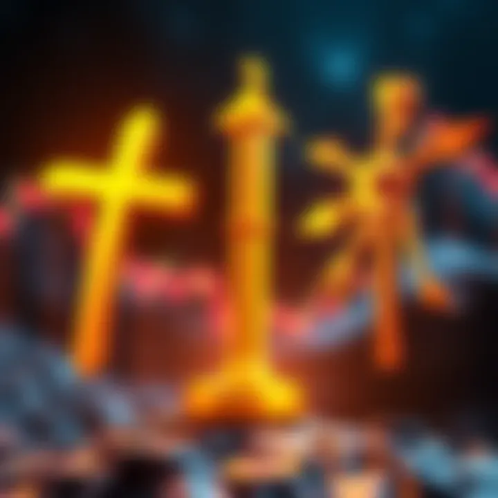 Graphic showing a Golden Cross and a Death Cross with arrows indicating market trends in cryptocurrency.