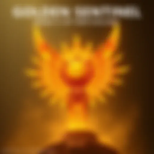 A vibrant digital artwork of the Golden Solar Sentinel, showcasing bright golden colors and a glowing sun-like figure, representing power and authority.