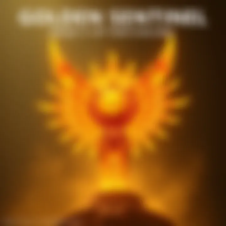 A vibrant digital artwork of the Golden Solar Sentinel, showcasing bright golden colors and a glowing sun-like figure, representing power and authority.