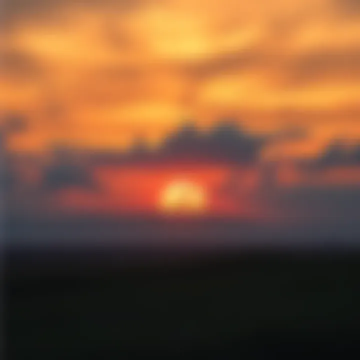 A sunset over a quiet landscape symbolizing closure and farewell.